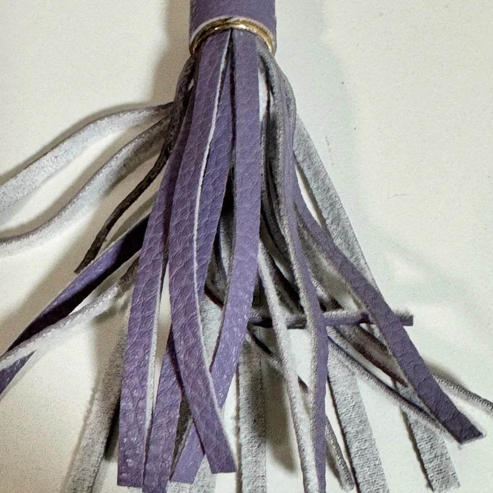 Purple and Gray Beaded Keychain with Tassel‎